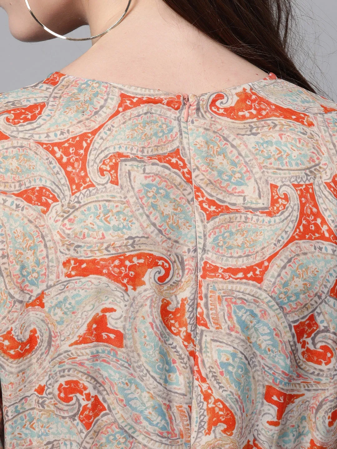 Orange Paisley Tiered Maxi