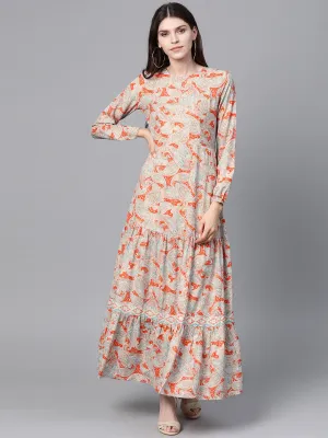 Orange Paisley Tiered Maxi