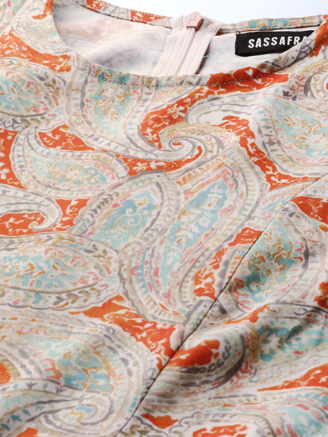 Orange Paisley Tiered Maxi