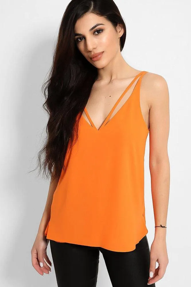 Orange Strappy V-Neck Cami Top