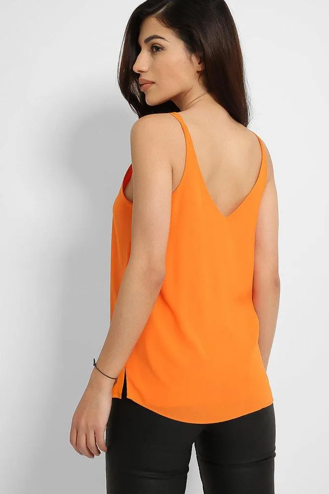 Orange Strappy V-Neck Cami Top