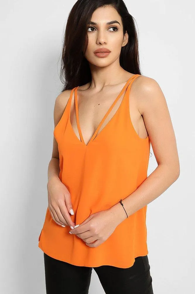 Orange Strappy V-Neck Cami Top