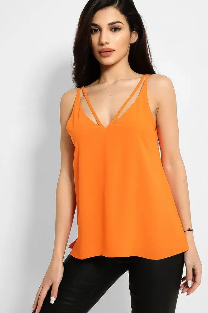 Orange Strappy V-Neck Cami Top