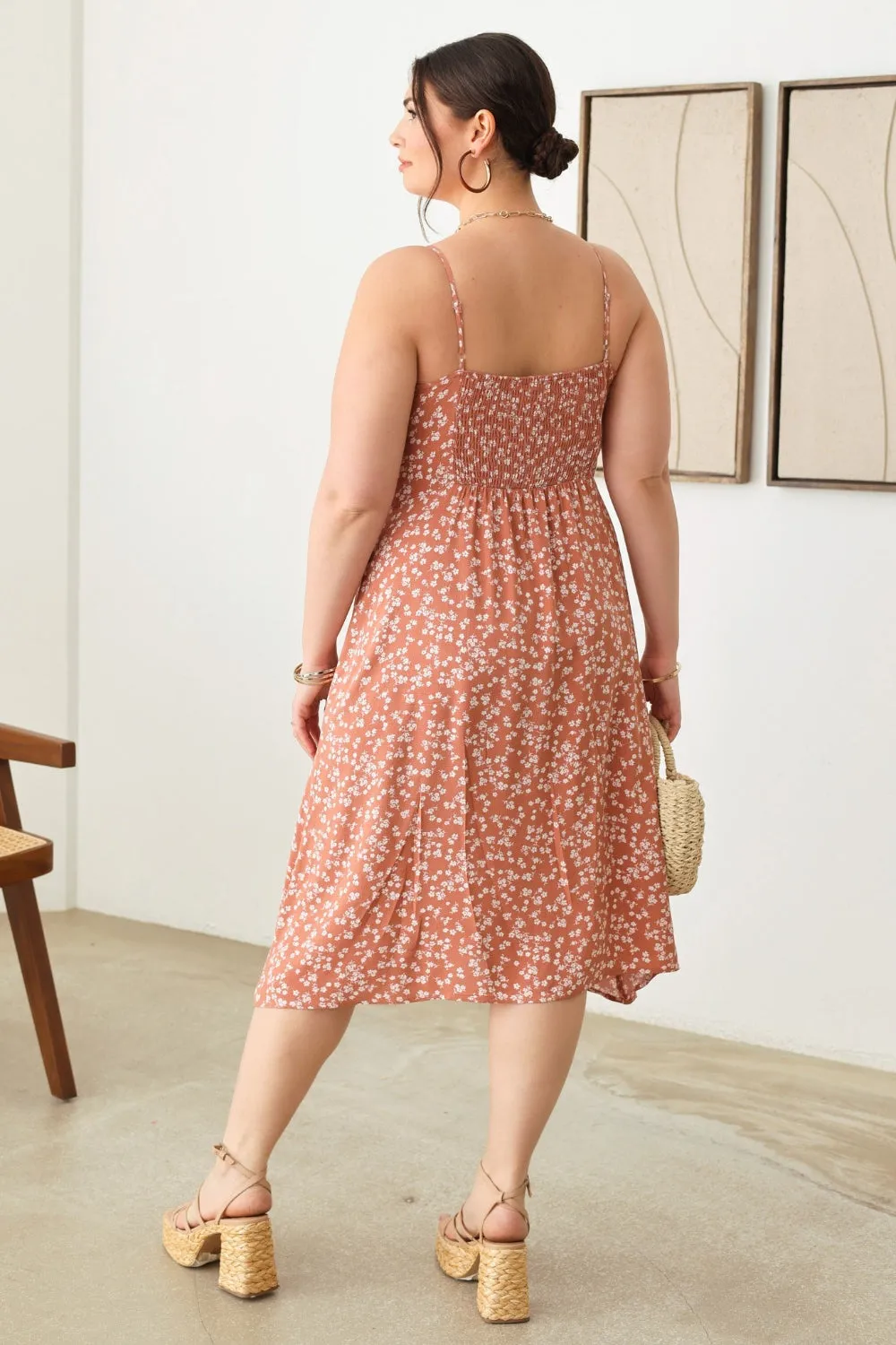 Plus Size Floral Spaghetti Strap Cami Summer Dress