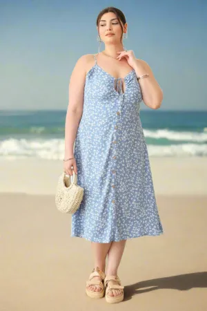 Plus Size Floral Spaghetti Strap Cami Summer Dress