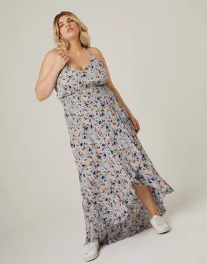 Plus Size High Low Floral Ruffle Dress