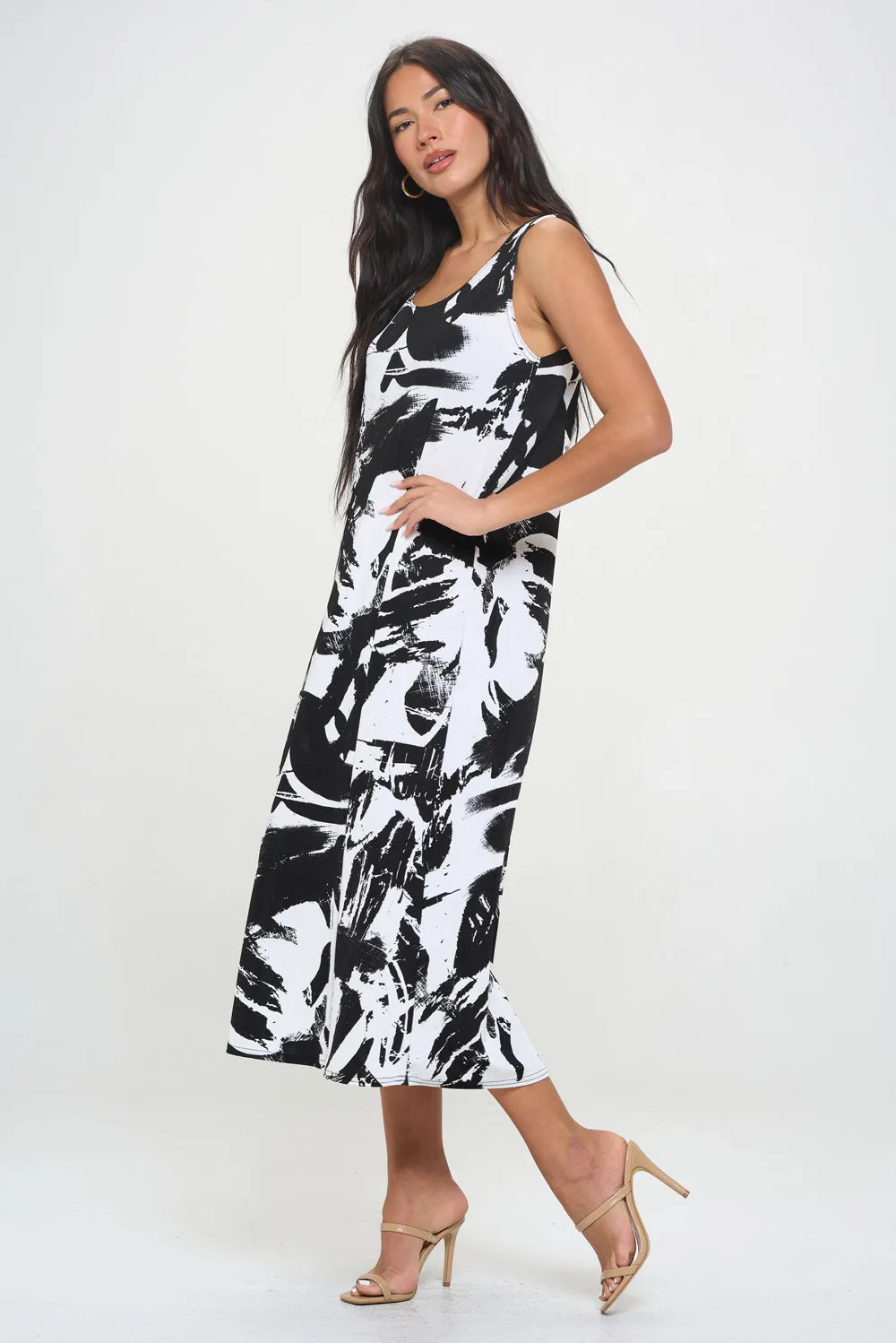 Print  Long Tank Dress -7000BN-TRP1-W403