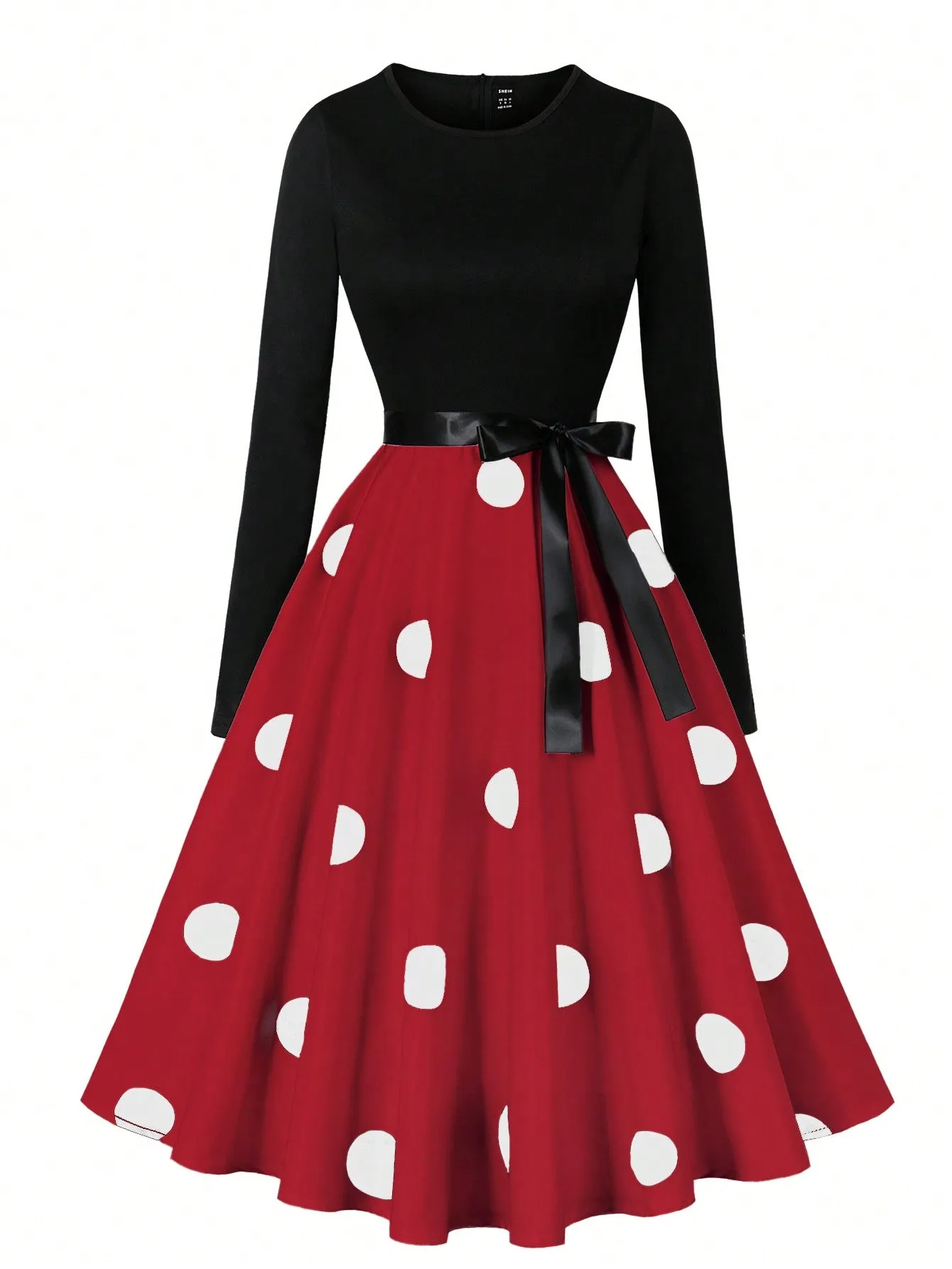 Privé Polka Dot Print Belted Dress