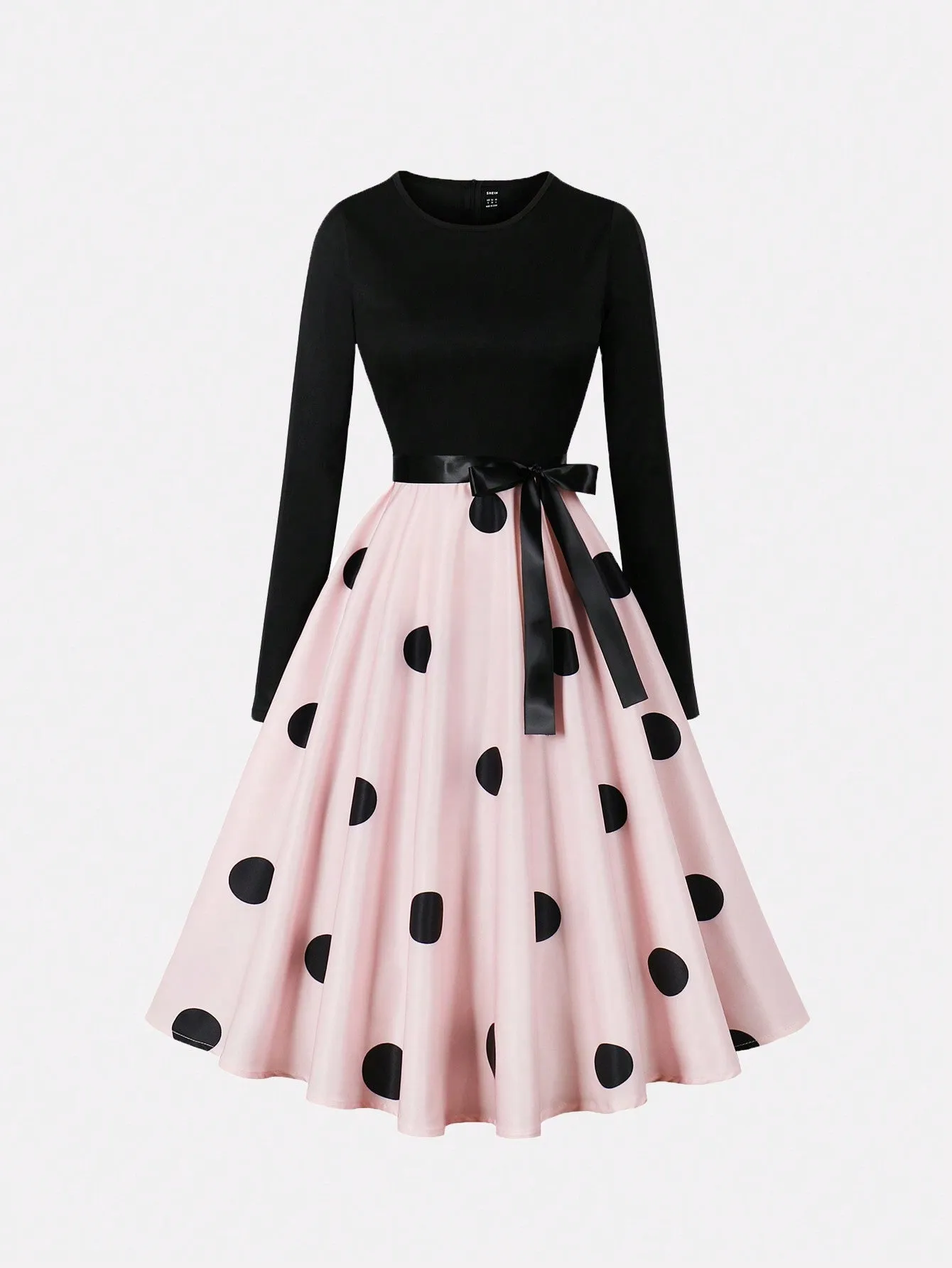 Privé Polka Dot Print Belted Dress