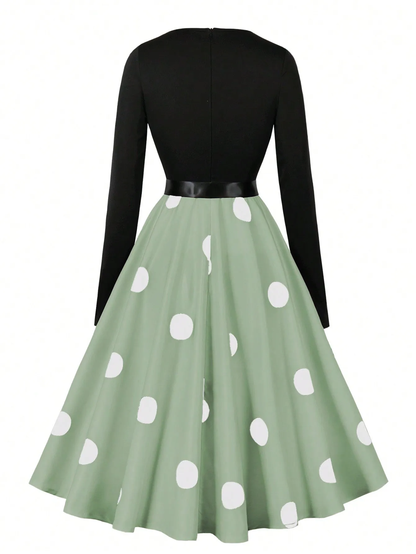 Privé Polka Dot Print Belted Dress