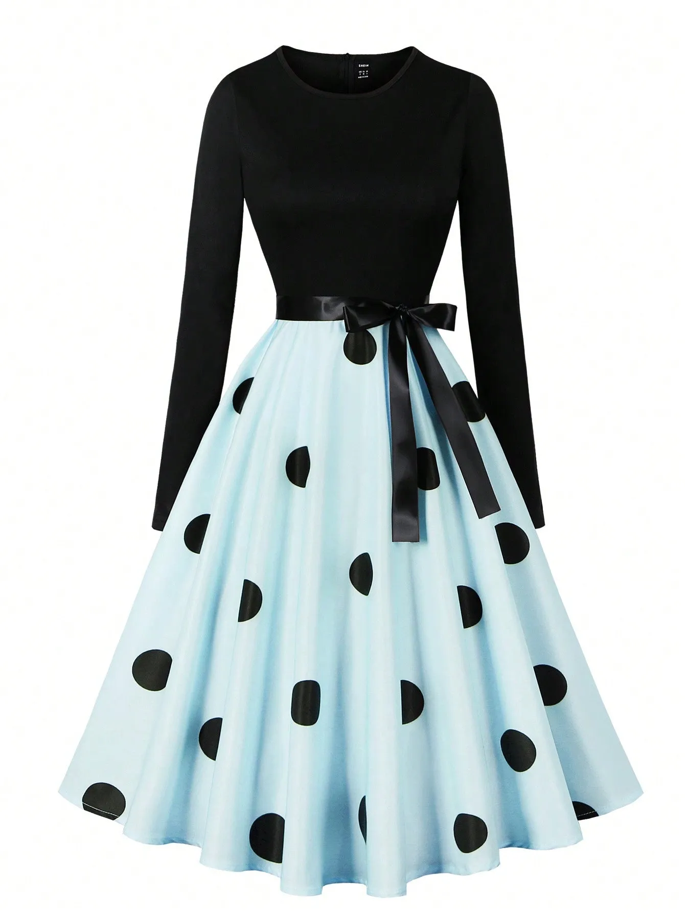 Privé Polka Dot Print Belted Dress