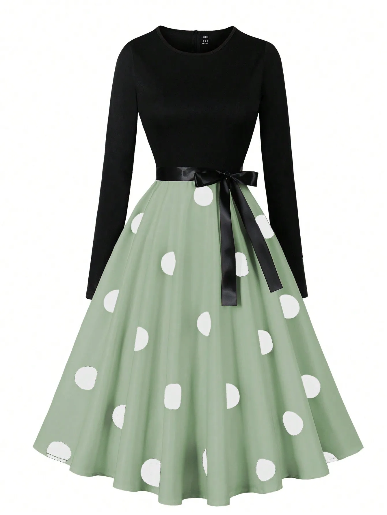 Privé Polka Dot Print Belted Dress