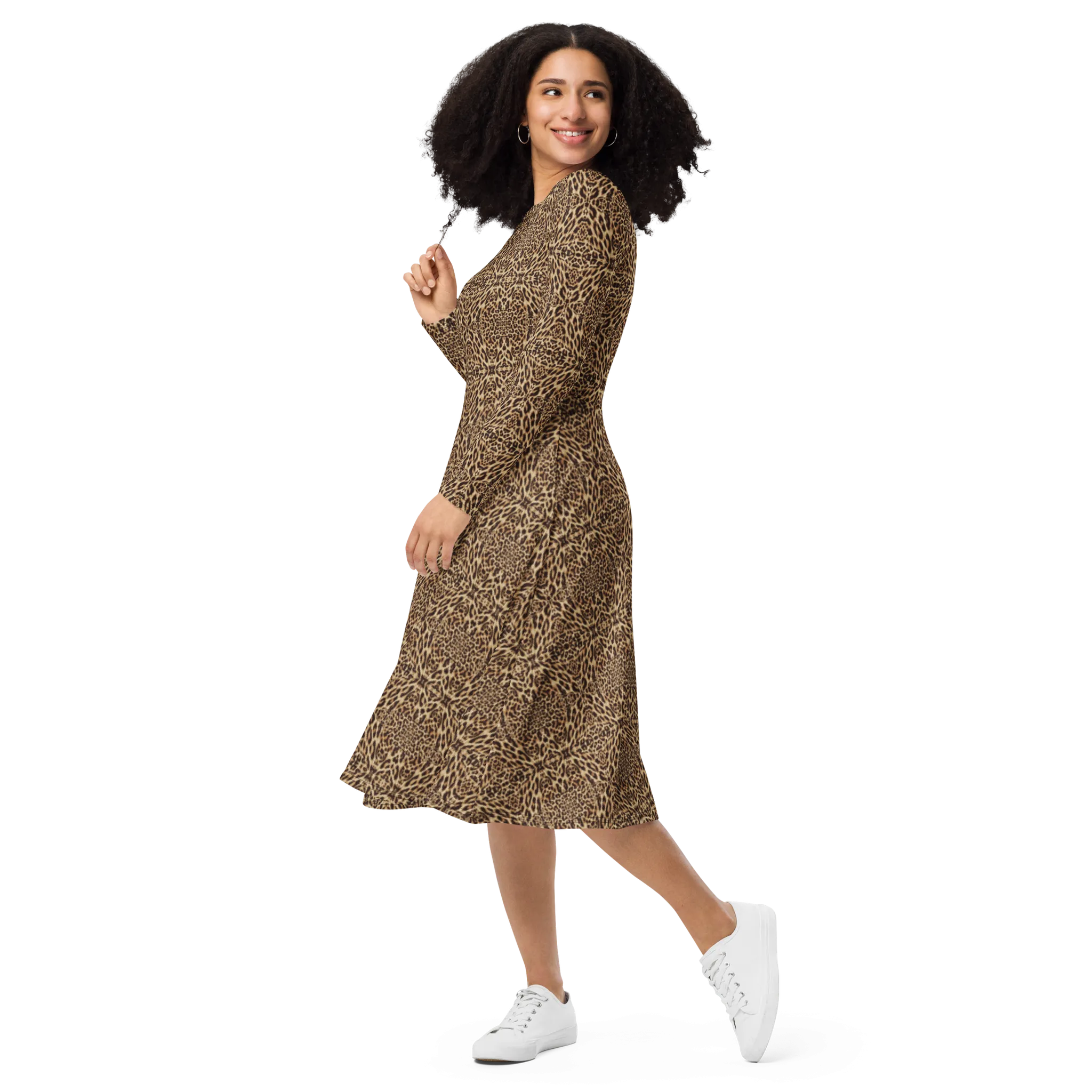 Recursia Contemplative Jaguar I Long Sleeve Midi Dress