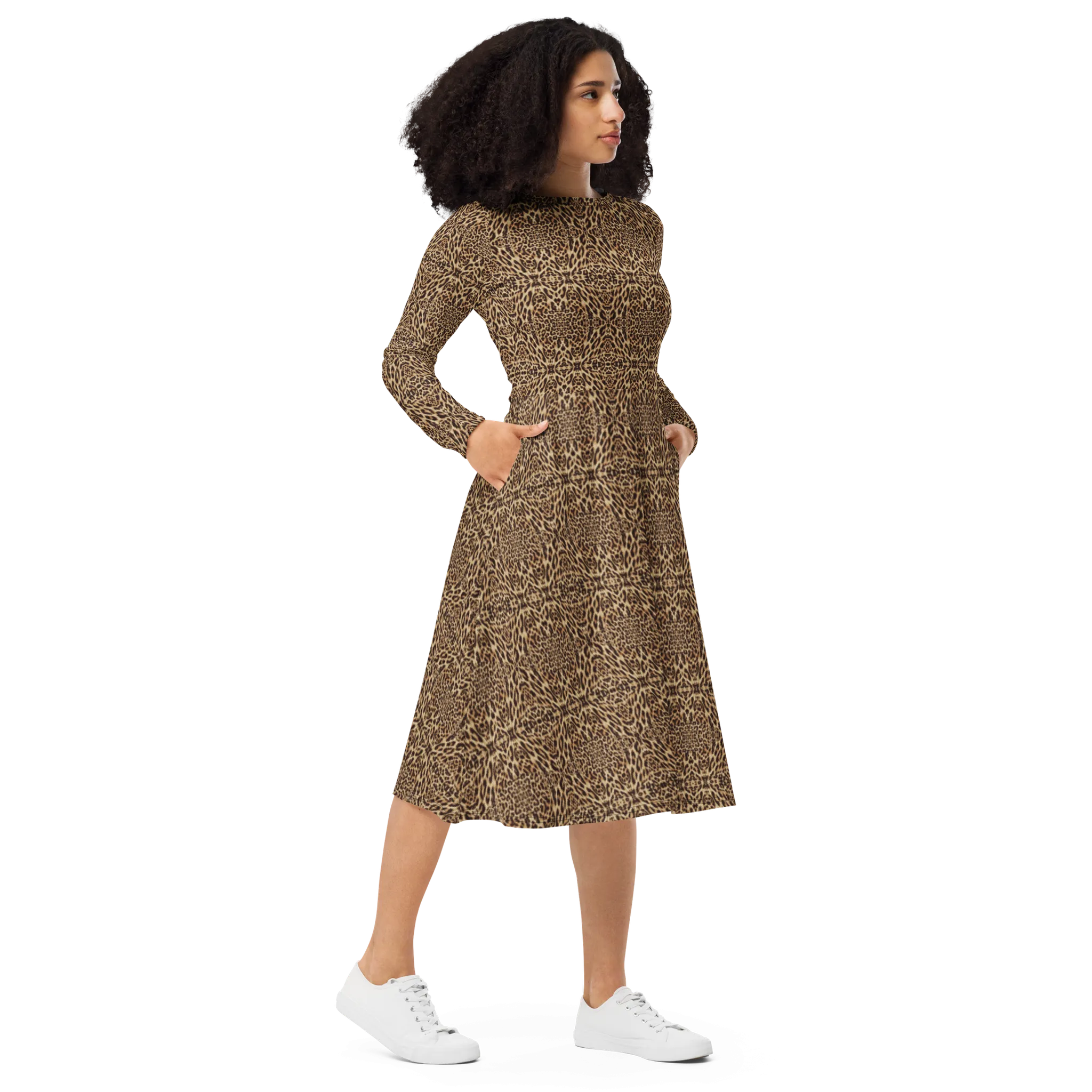 Recursia Contemplative Jaguar I Long Sleeve Midi Dress