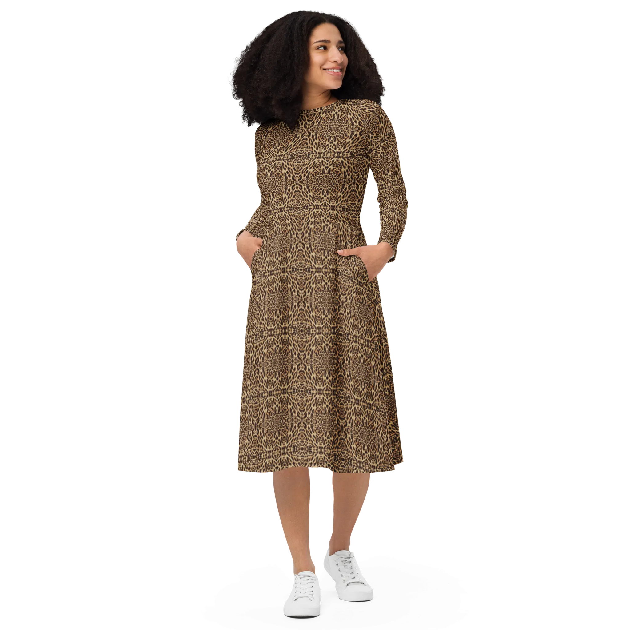 Recursia Contemplative Jaguar I Long Sleeve Midi Dress