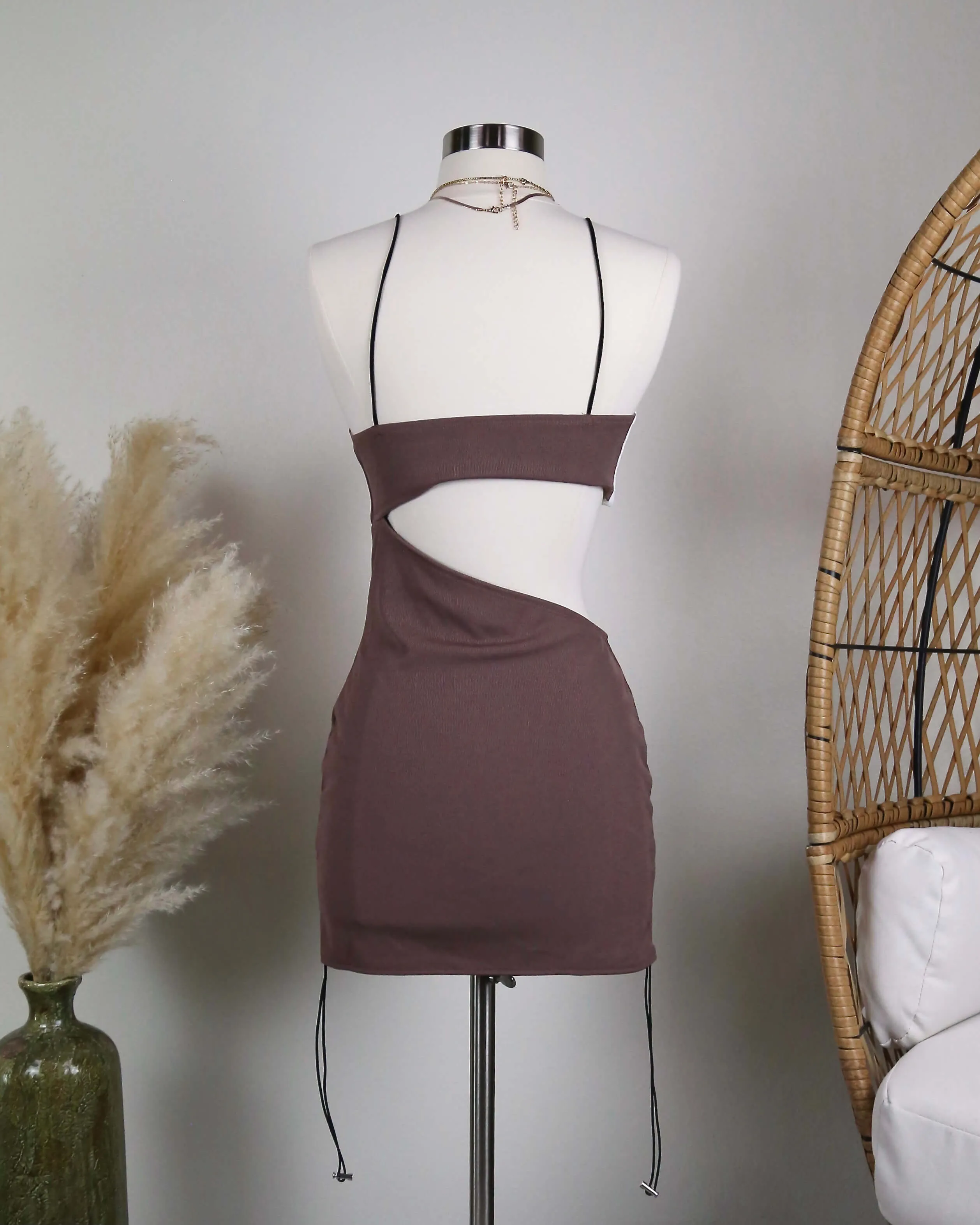 Ribbed Color block Mini Dress with Mid Cutout in More Colors