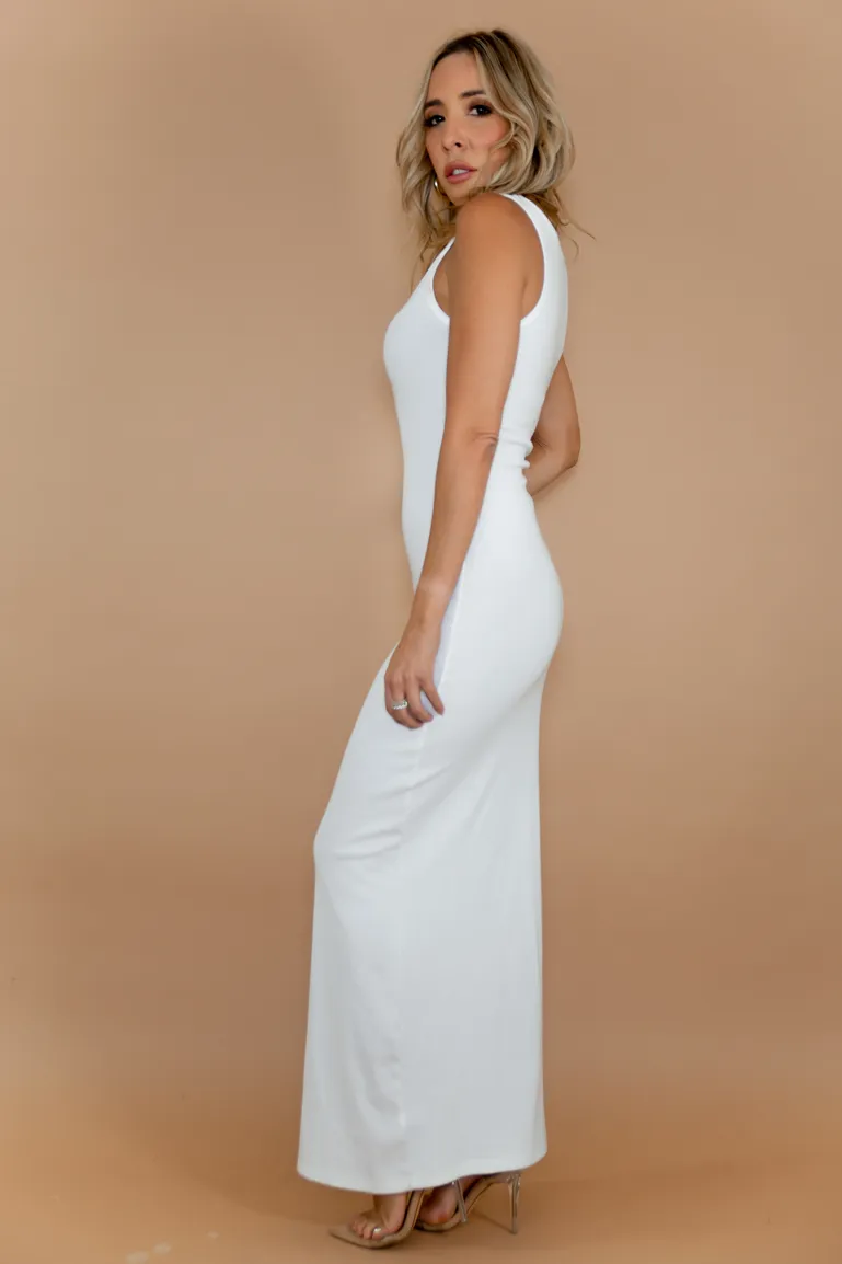 So You Stretch Ribbed Maxi - White