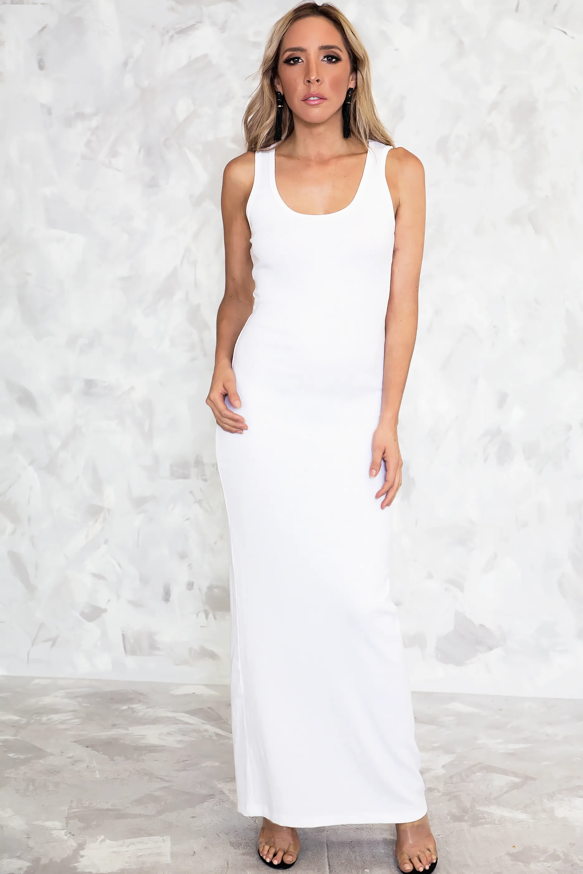 So You Stretch Ribbed Maxi - White