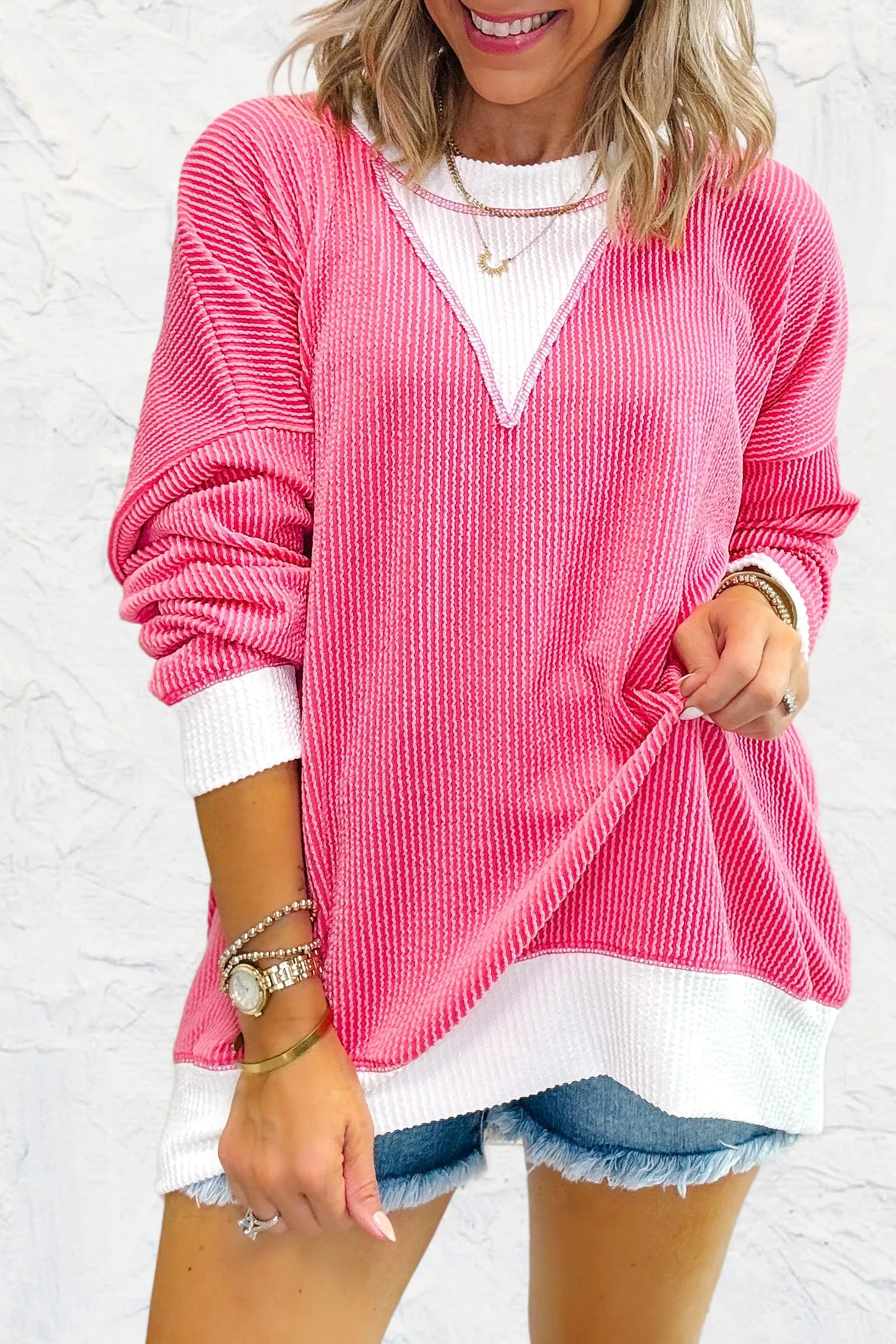 Stepping Out Oversized Tunic - Pink