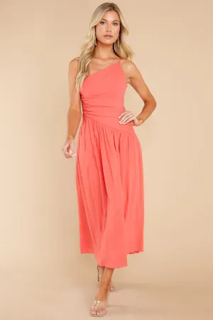 Striking Beauty Baked Coral Midi Dress