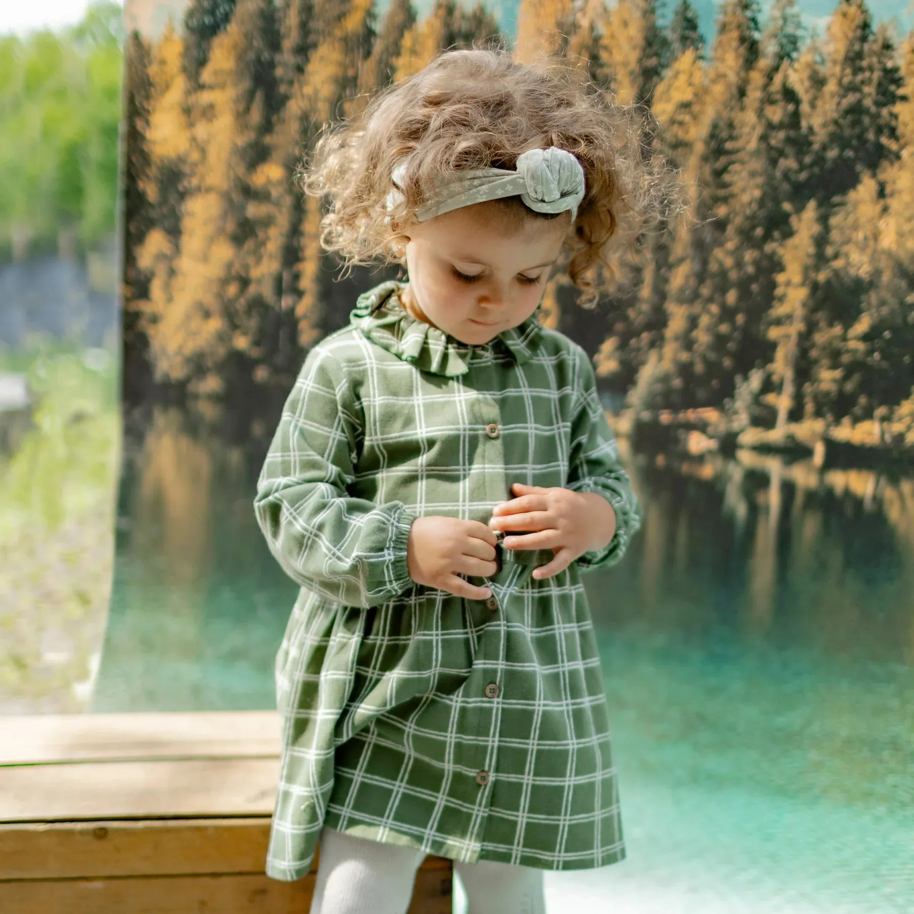 The Ginger Plaid Jersey Dress - Green - BABY