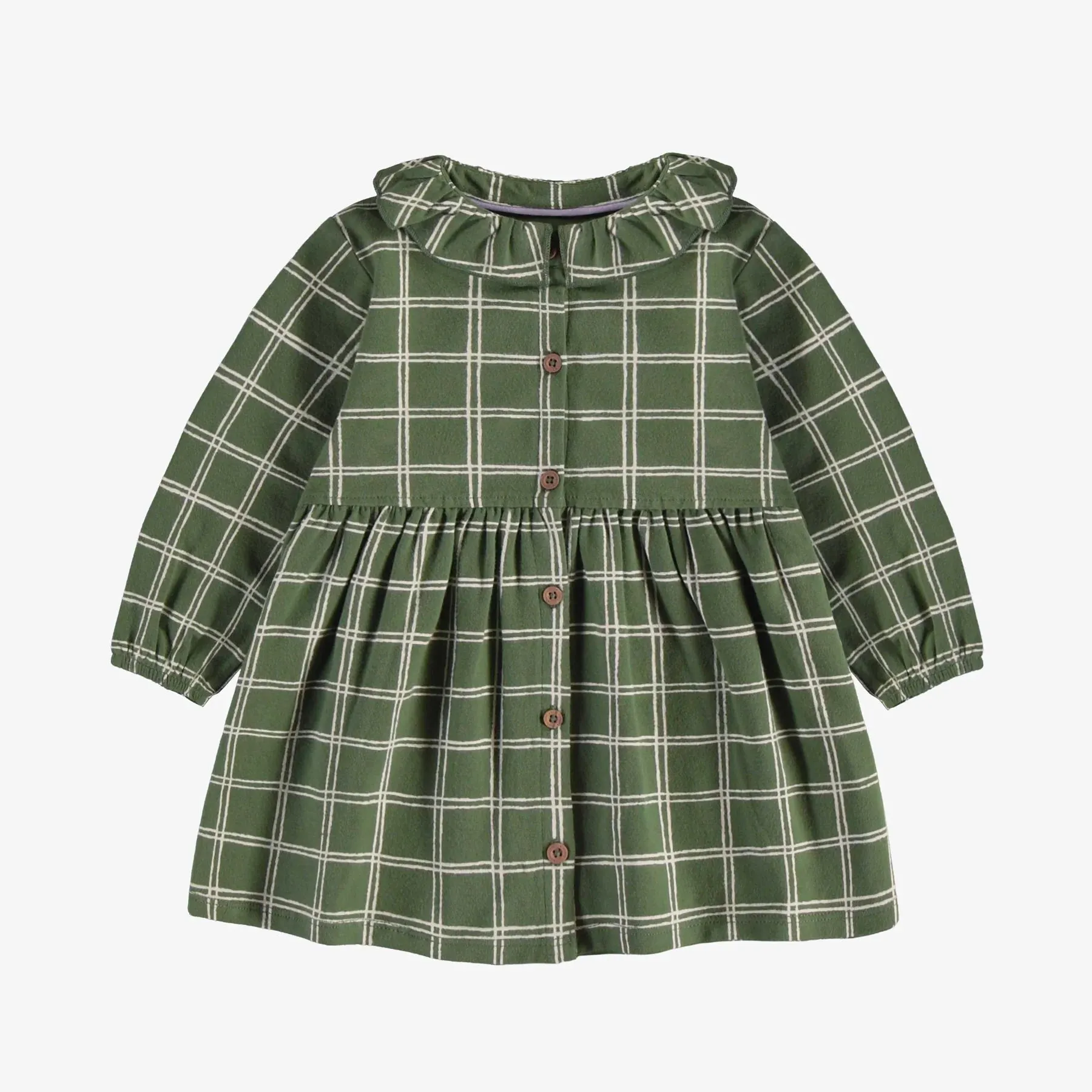 The Ginger Plaid Jersey Dress - Green - BABY