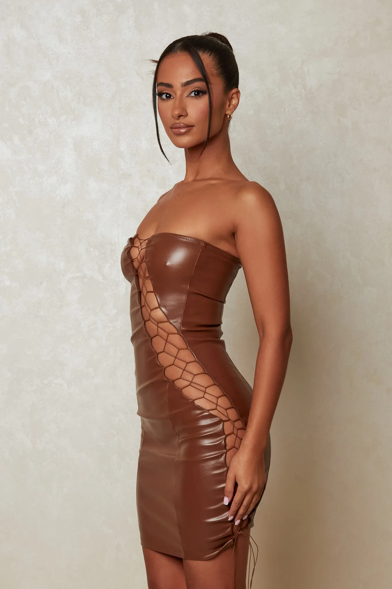 The Laced Leather Mini - Brown