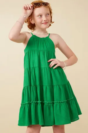 Tiered Ruffle Green Cami Dress