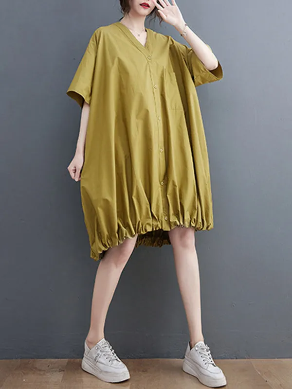 Urban Loose Solid Color Elasticity Hemline Midi Dress