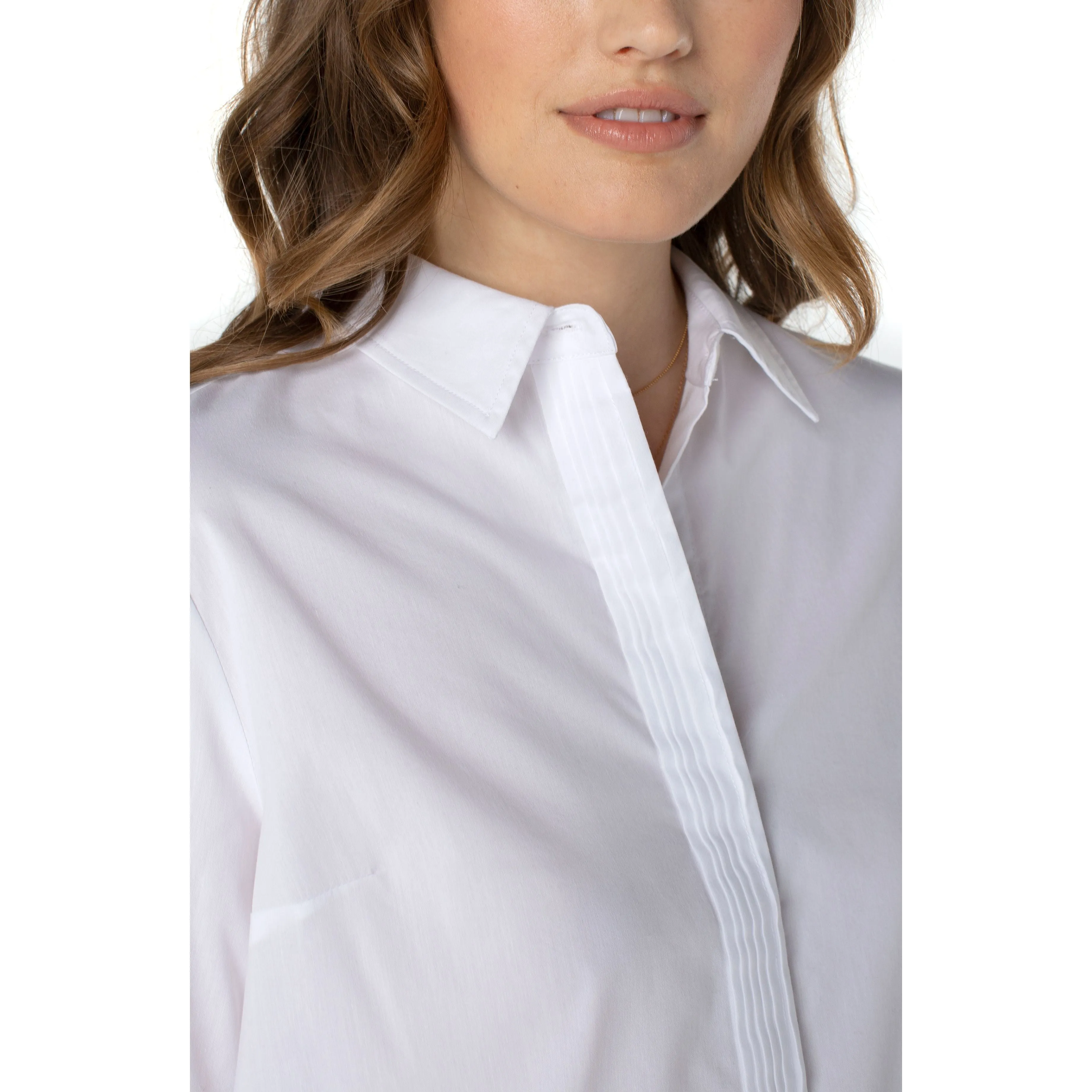 White Button Up Blouse with Hidden Placket