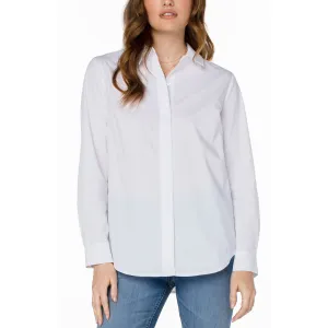 White Button Up Blouse with Hidden Placket