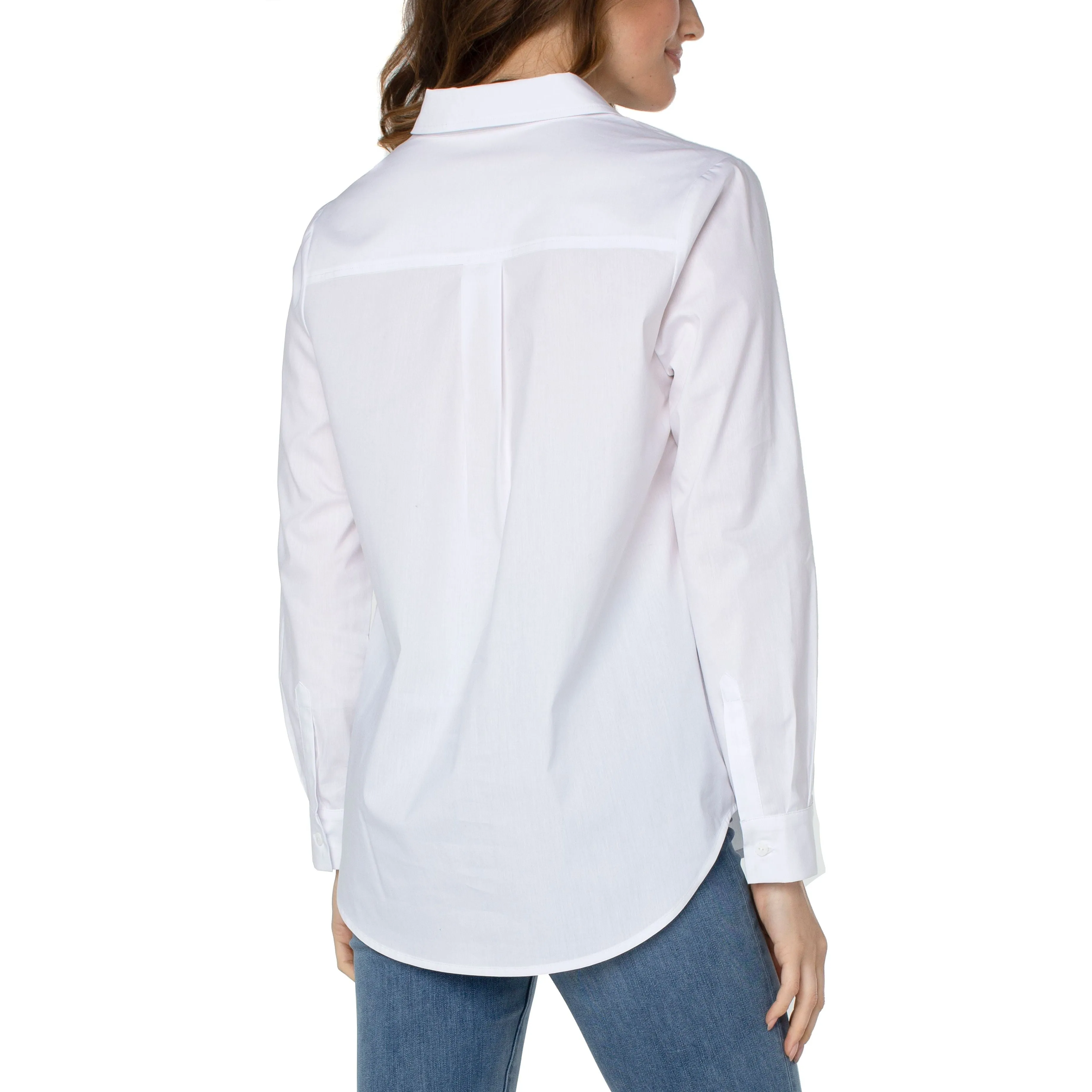 White Button Up Blouse with Hidden Placket