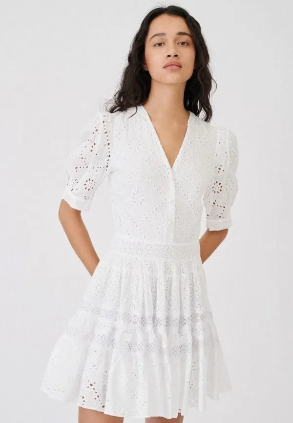 White Embroidered Mini Dress