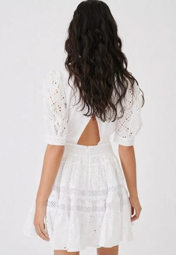 White Embroidered Mini Dress