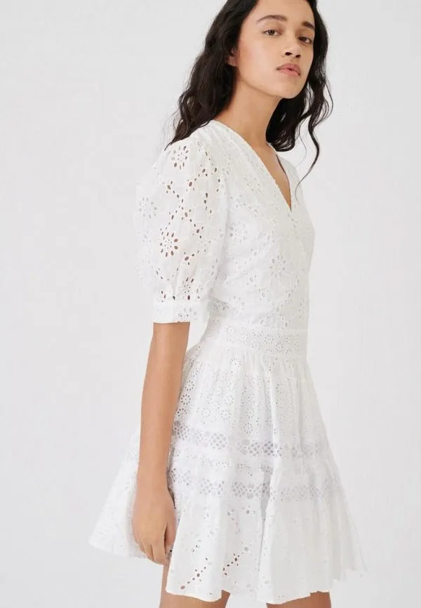 White Embroidered Mini Dress