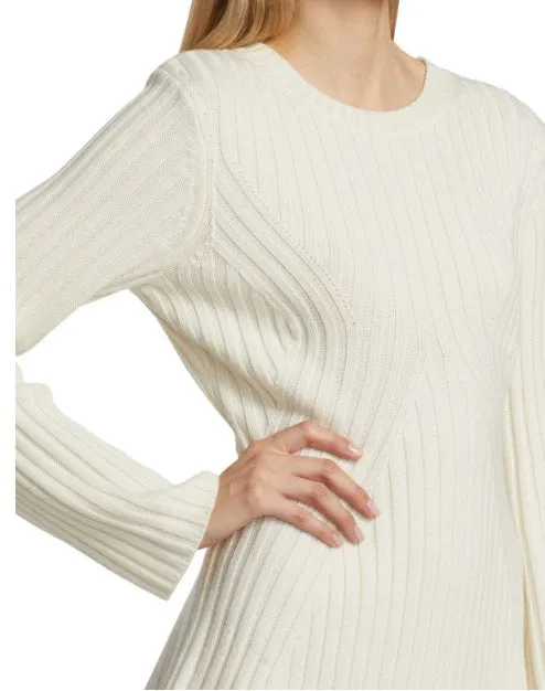 Women's Textured Round Neck Long Sleeve Slim Knit Dress